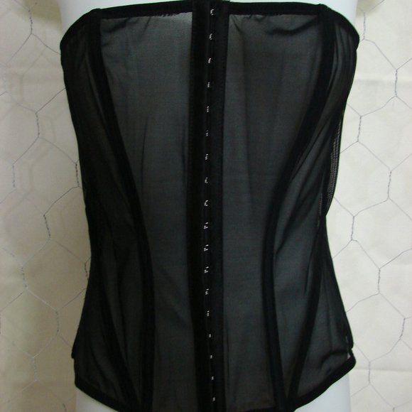 Leg Ave Black Lycra Nylon Mesh Corset Sheer NWT - Picture 2 of 9